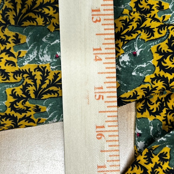 J. Crew Off-Shoulder Blouse - Green elephants and Yellow print - Picture 4 of 5